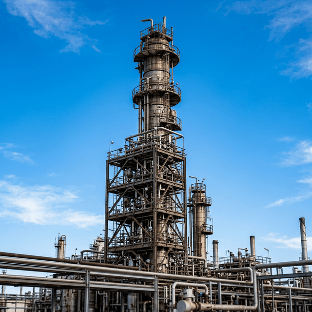 Oil refinery under a cloudy sky